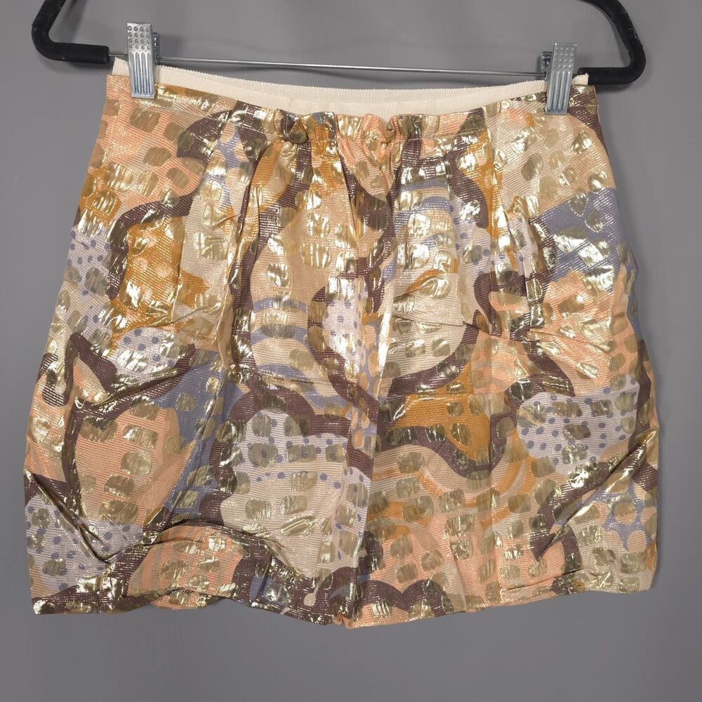 SEE BY CHLOE Women New 4 Mini Skirt Jacquard Pleated Party Metallic LG53400T6868 - Picture 12 of 16
